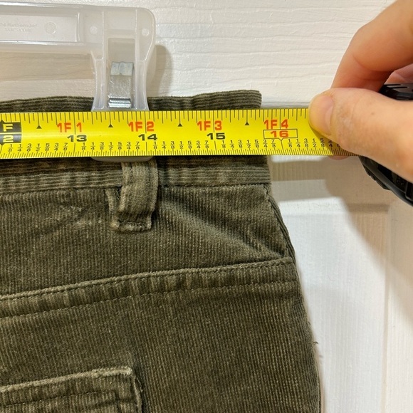 Women's Khaki Green Corduroy Pants Size 10 Boho 90's Grunge Western Hippie Y2K - Picture 5 of 8